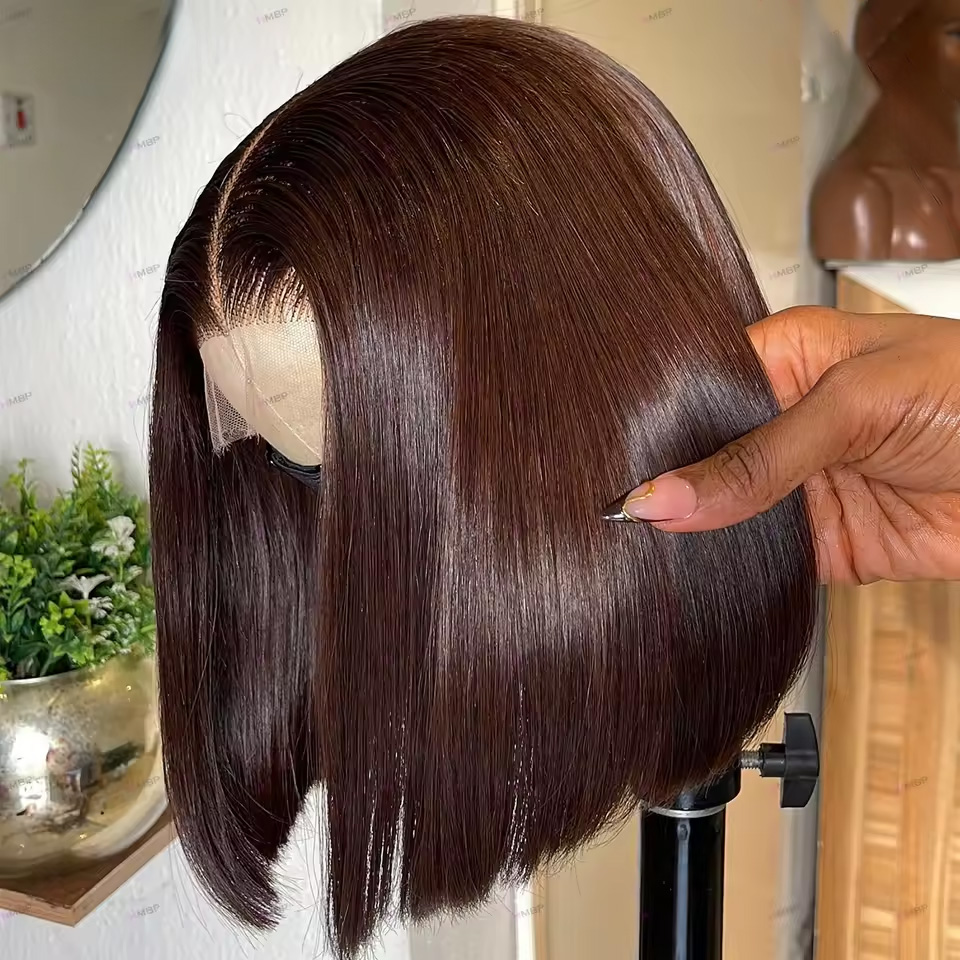 Glueless Wear And Go Human Hair Wig - 13X4 الشوكولاته براون مستقيم بوب شعر