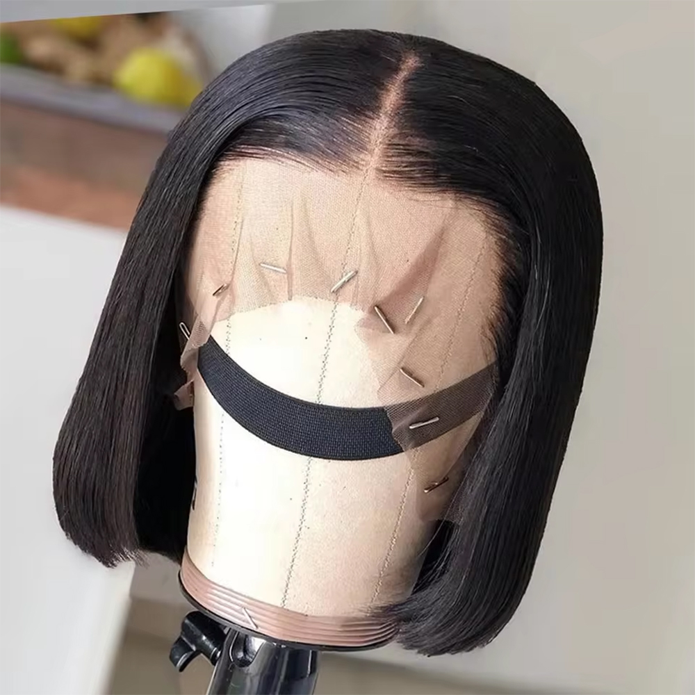 Glueless Wear And Go Human Hair Wig - شعر مستعار فيتنامي بوب قصير مفرود