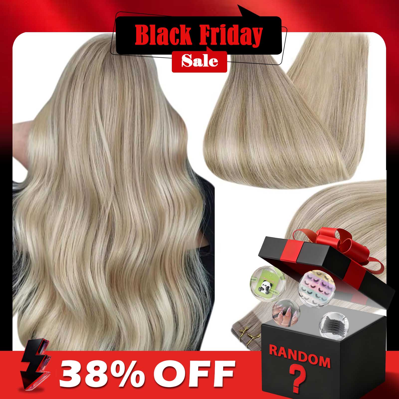 Invisible Tape In Extensions Real Hair - شريط تألق كامل في وصلات الشعر