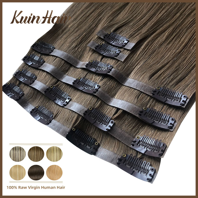Seamless Clip In Hair Extensions Human Hair - مستقيم غير مرئية بو كليب في