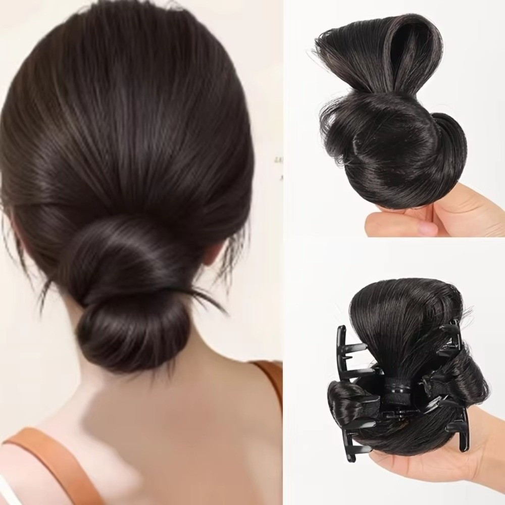 Claw Clip Messy Bun Hair Piece - باروكة شعر صناعية طبيعية، نسيج رقيق،