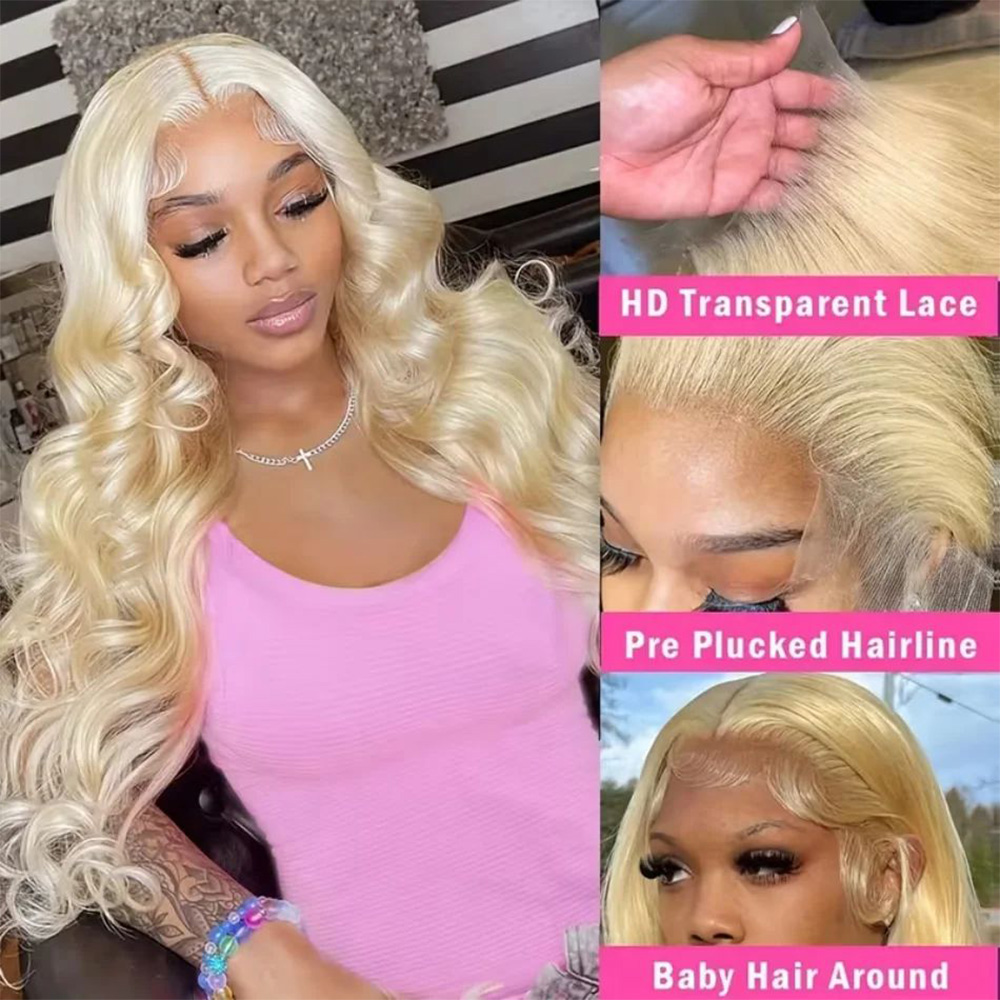 613 Blonde Body Wave Lace Front Wig - 613 13x6 باروكة شعر طبيعي برازيلي