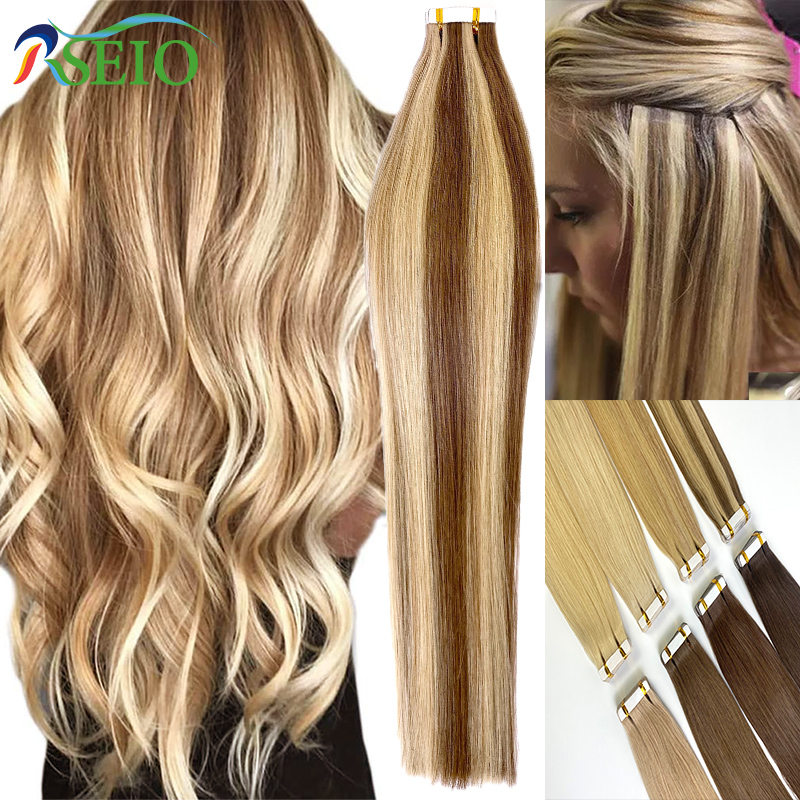 Invisible Tape In Extensions Real Hair - RSEIO-شريط مستقيم-وصلات شعر بشري ، وصلات