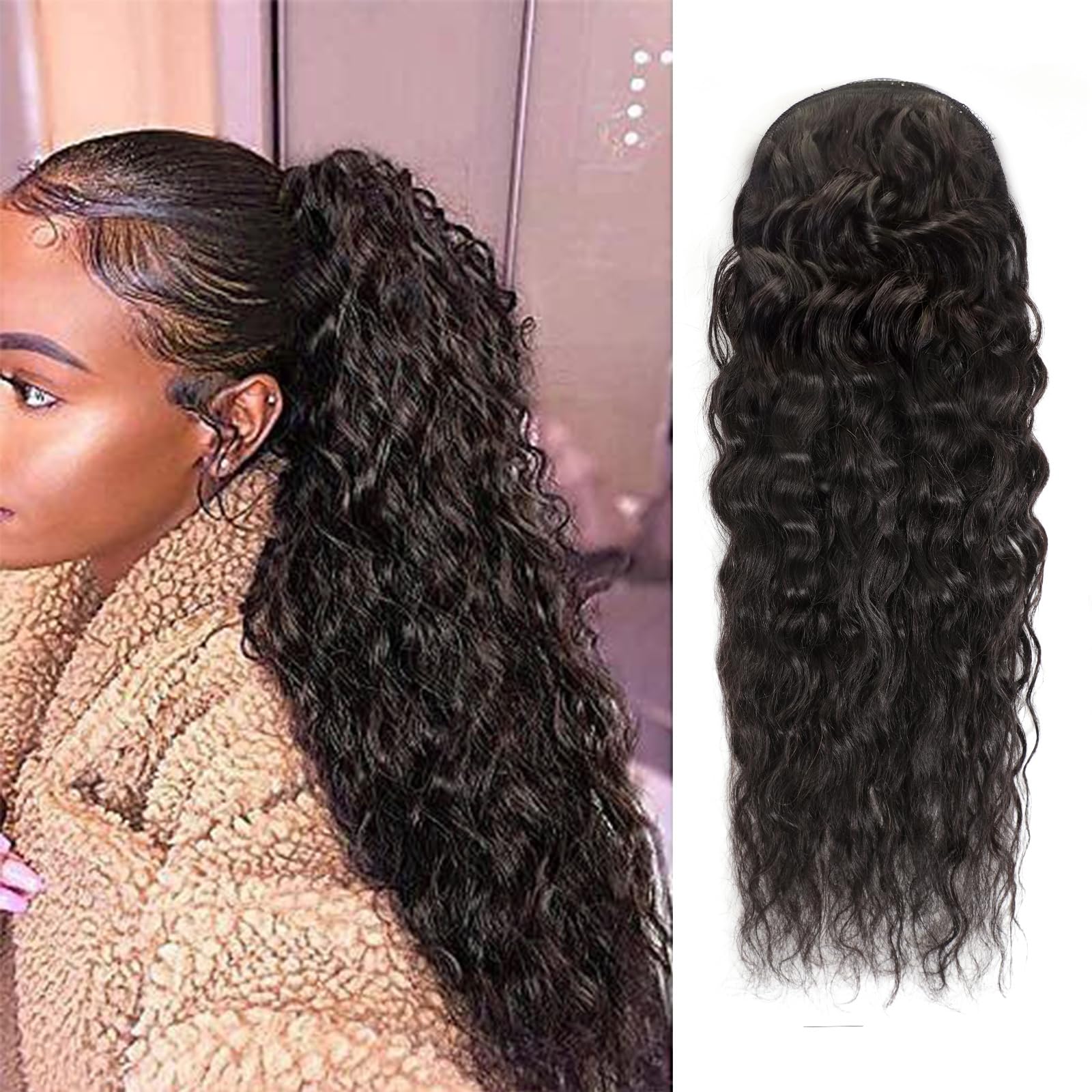 Seamless Clip In Hair Extensions Human Hair - وصلات شعر بشري بتصميم ذيل حصان