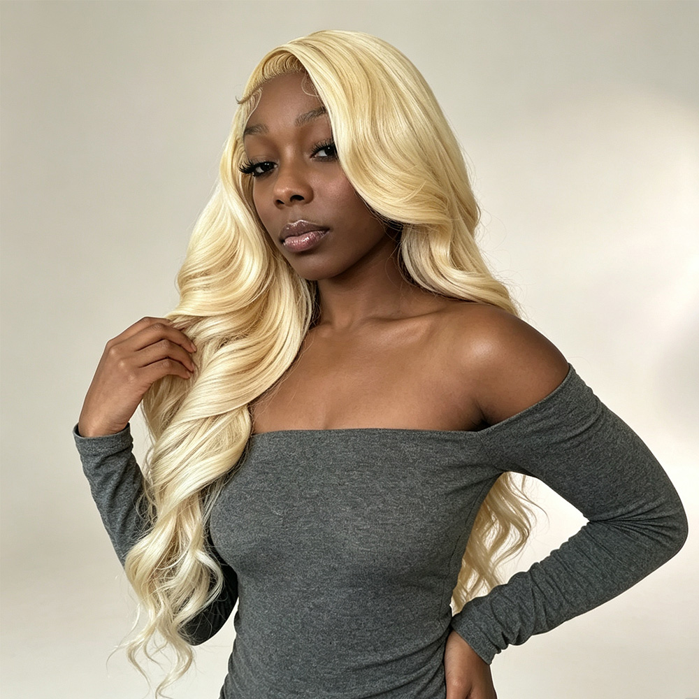 613 Blonde Body Wave Lace Front Wig - باروكة شعر بشري برازيلي بواجهة دانتيل