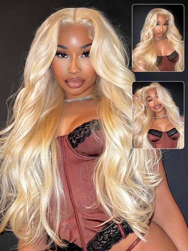 613 Blonde Body Wave Lace Front Wig - باروكة شعر طبيعي بلون أشقر عسلي