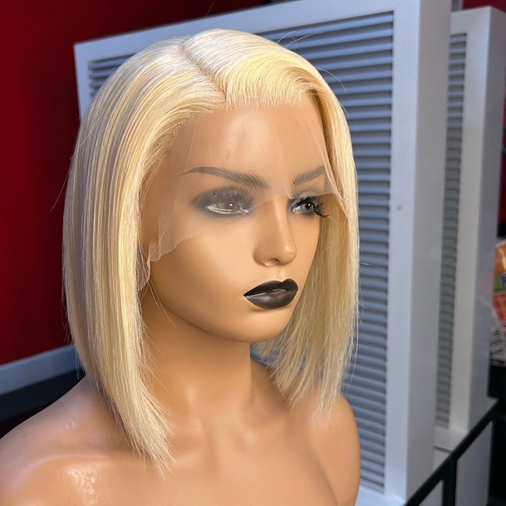 Pre Parted 13X4 Lace Front Bob Wig - شعر مستعار بوب قصير برازيلي أشقر