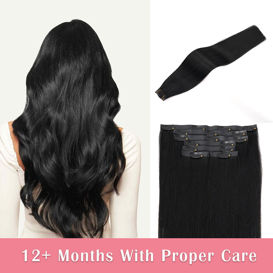Seamless Clip In Hair Extensions Human Hair - وصلات شعر طبيعية بدون خياطة، شعر