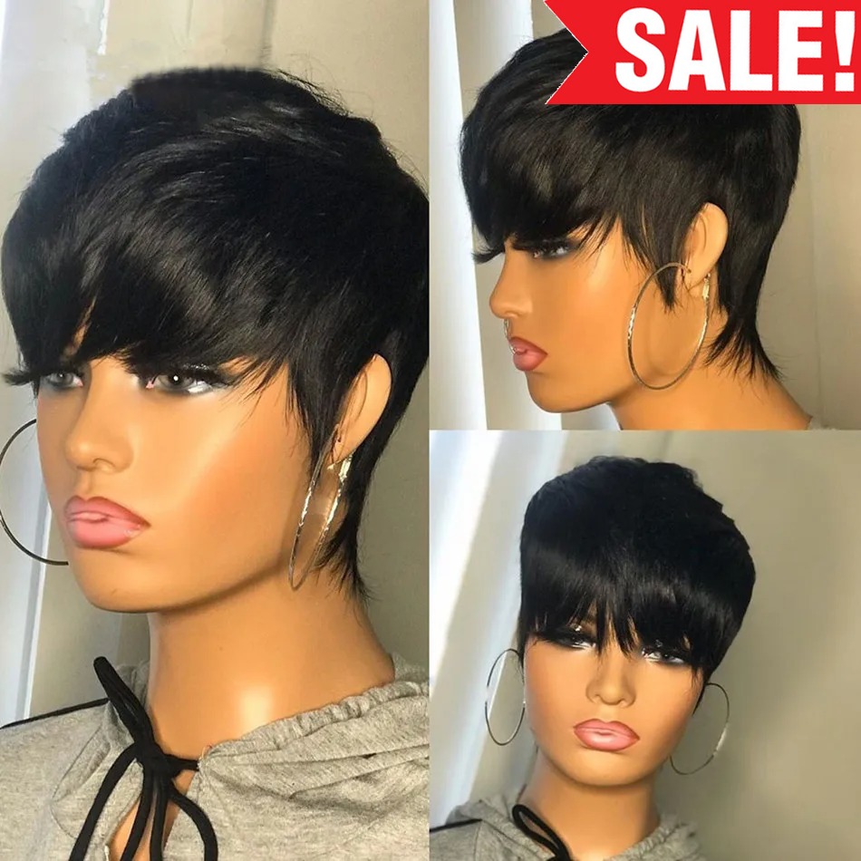 Short Pixie Cut Wig Human Hair Cheap - باروكات الشعر البشري القصير عابث قطع