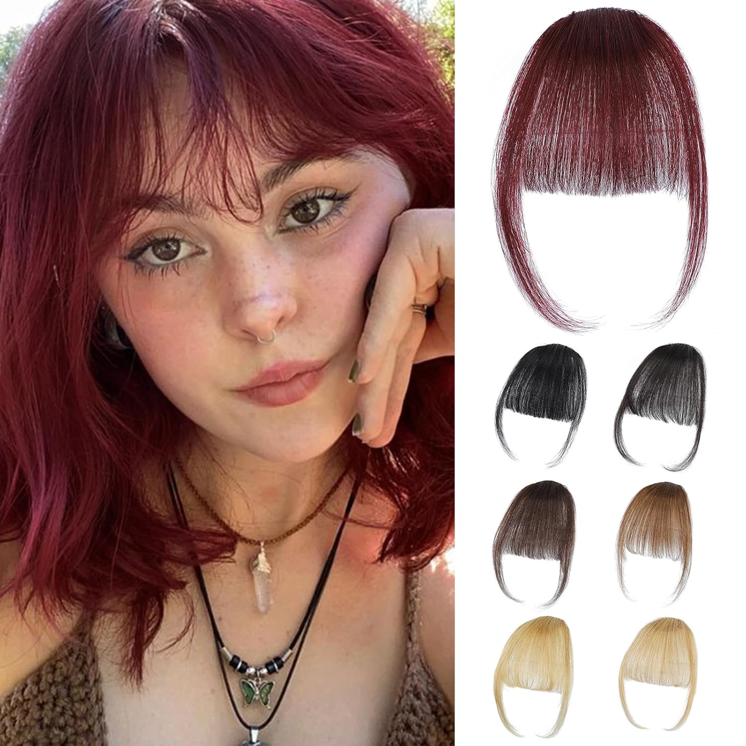 Seamless Clip In Hair Extensions Human Hair - دقات مشبك بورجوندي للنساء ، قطع