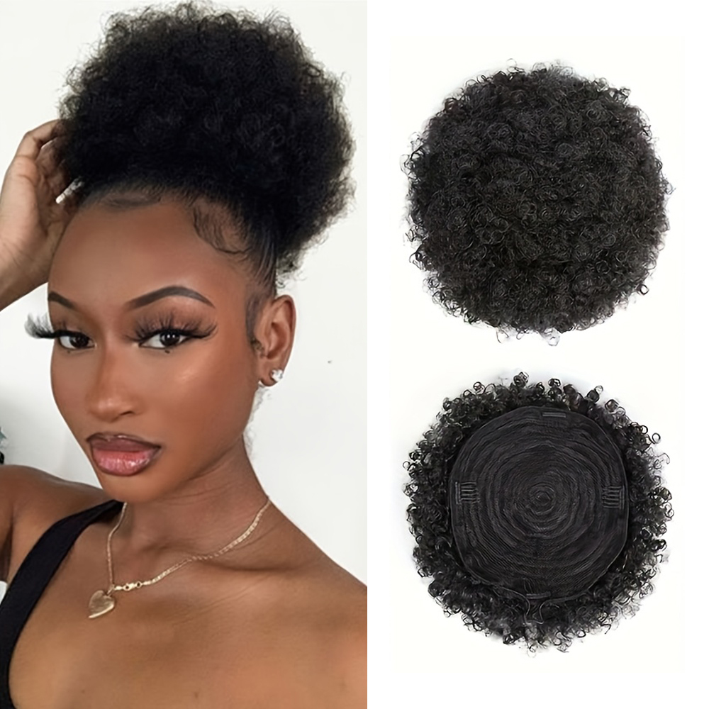 Drawstring Afro Curly Puff Ponytail - الأفرو غريب نفث 100% كعكة الشعر