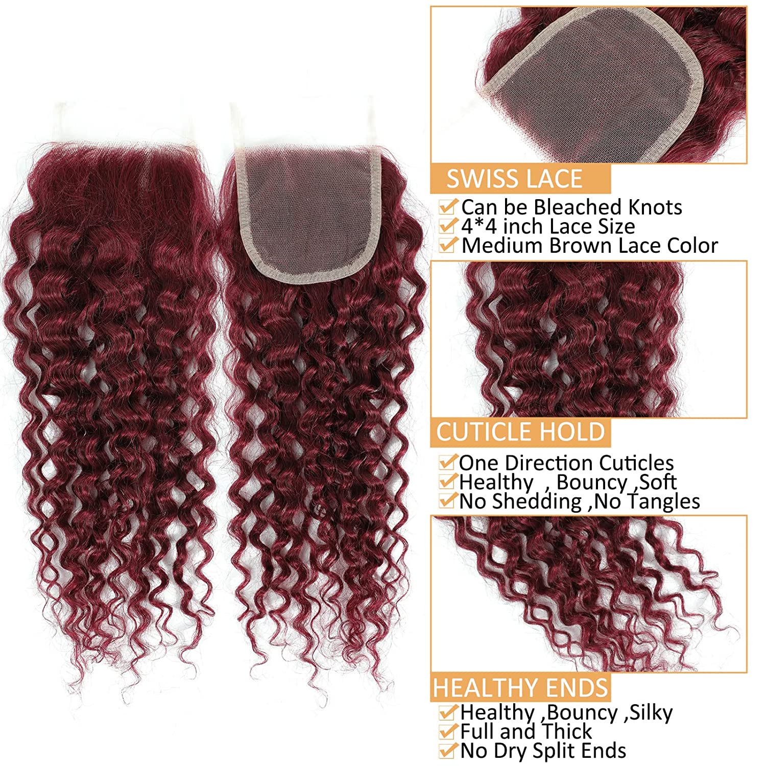حزم شعر مموج 12A مع وصلة أمامي - مراجعة Deep Wave 3 Bundles With Closure وسعره