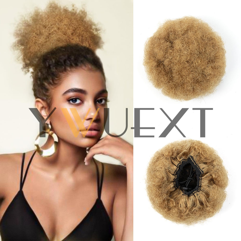 YWUEXT شعر بشري ذيل حصان أفرو  - مراجعة Drawstring Afro Curly Puff Ponytail وسعره