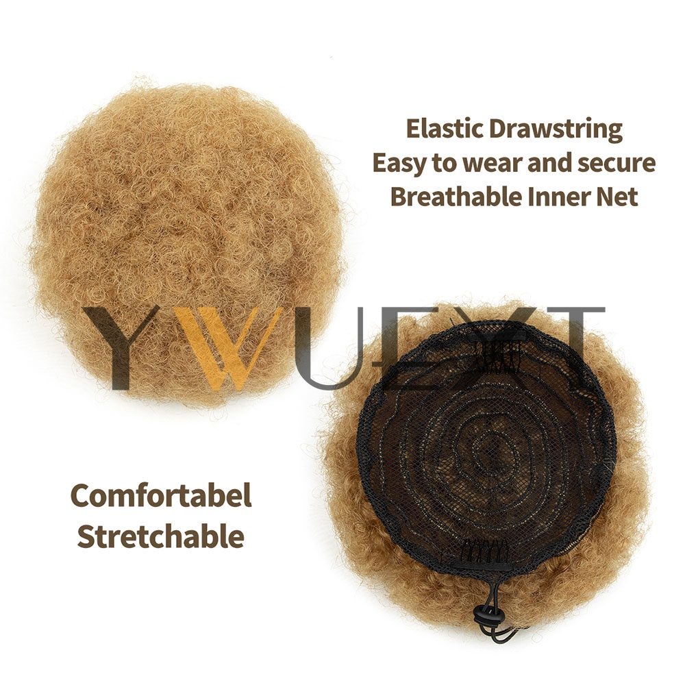 YWUEXT شعر بشري ذيل حصان أفرو  - مراجعة Drawstring Afro Curly Puff Ponytail وسعره