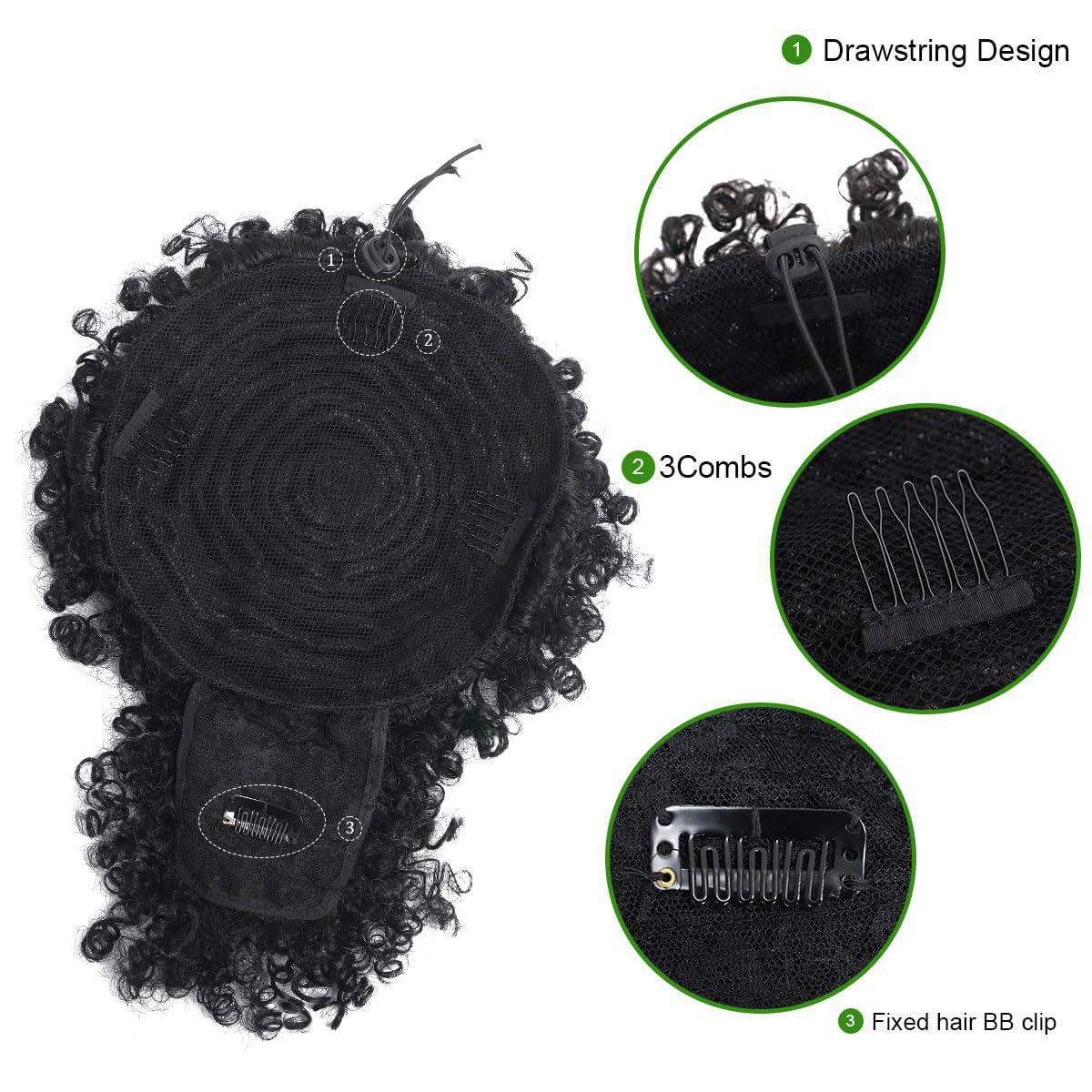 وصلة ذيل حصان أفرو منتفخة غريب - مراجعة Drawstring Afro Curly Puff Ponytail وسعره