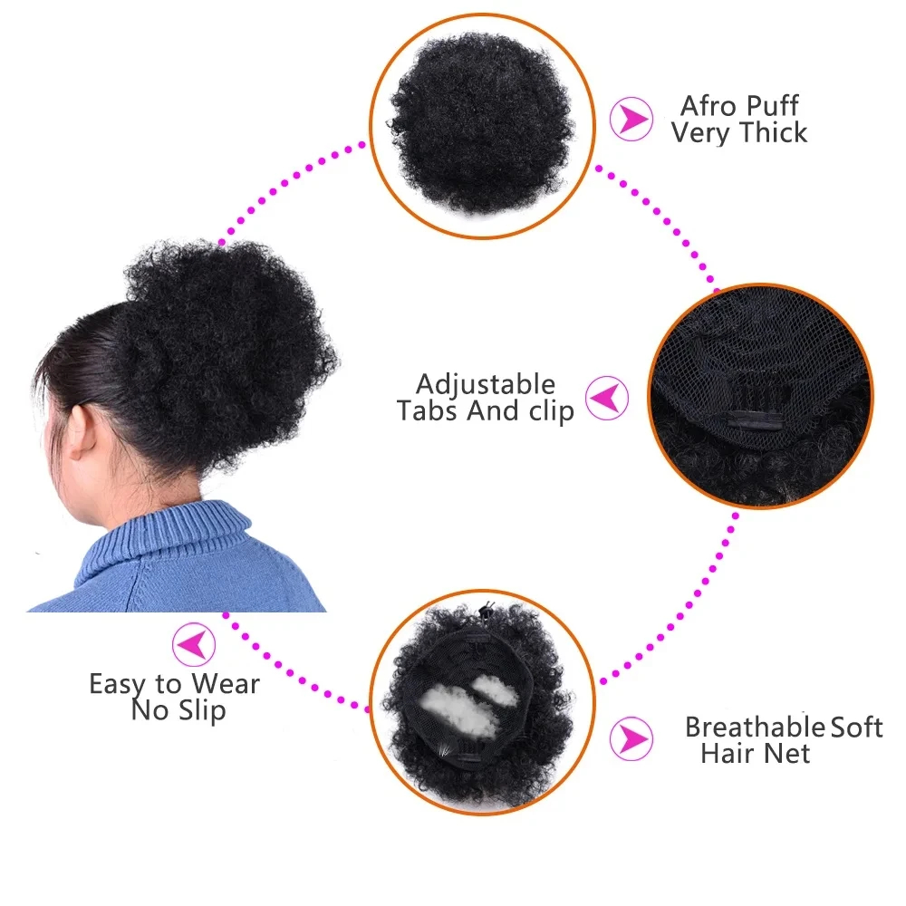 وصلة ذيل حصان منفوخة للأفرو لل - مراجعة Drawstring Afro Curly Puff Ponytail وسعره