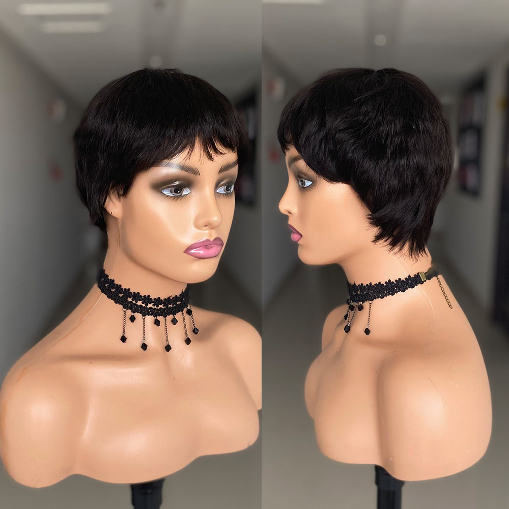 شعر مستعار قصير مستقيم الإنسان - مراجعة Short Pixie Cut Wig Human Hair Cheap وسعره