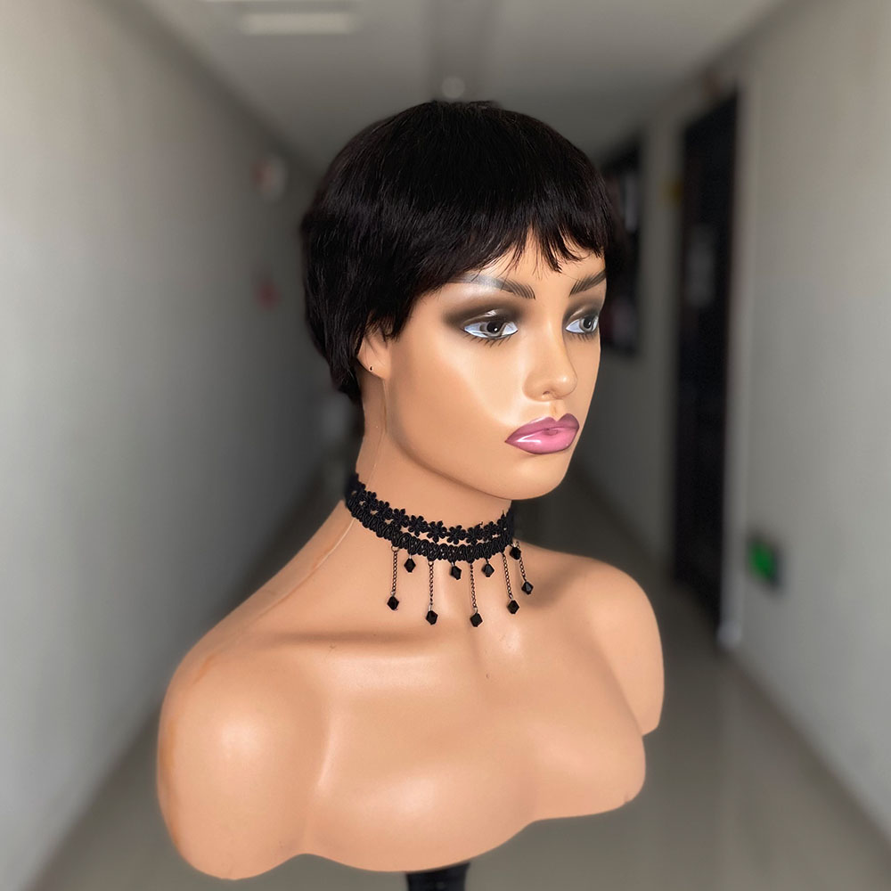شعر مستعار قصير مستقيم الإنسان - مراجعة Short Pixie Cut Wig Human Hair Cheap وسعره