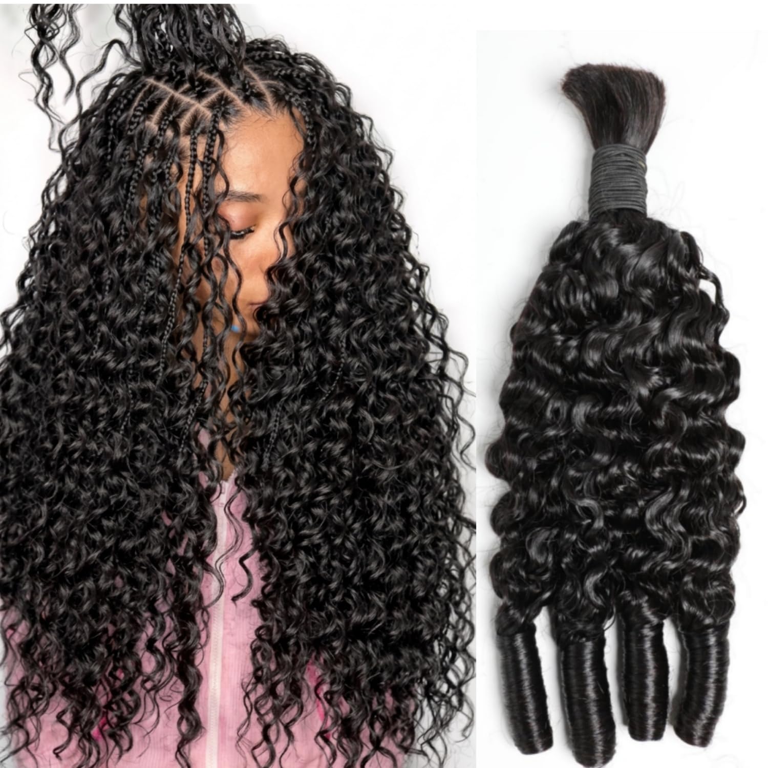 شعر بشري للضفائر البوهيمية، خص - مراجعة Water Wave Bulk Human Hair For Braiding وسعره