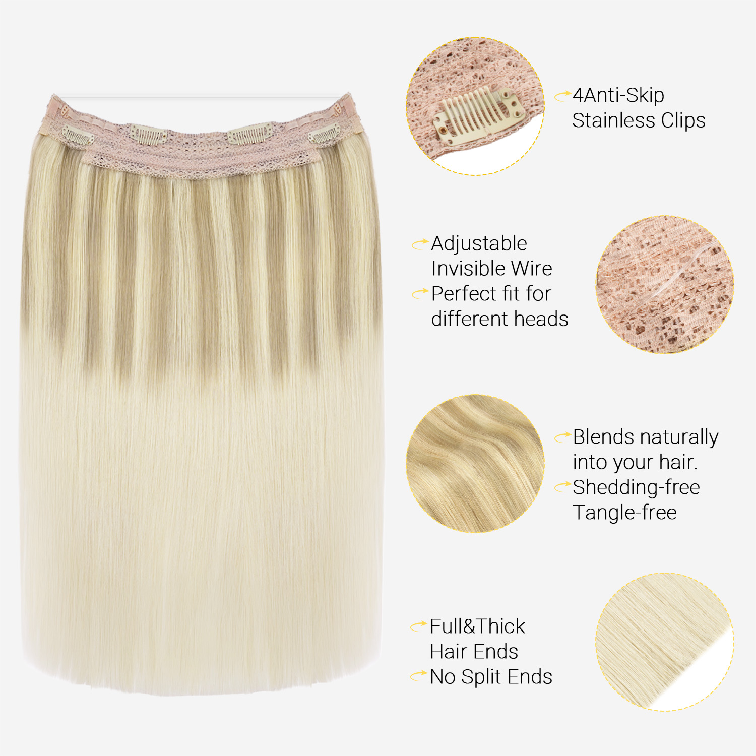 وصلات شعر سونموفافو السلكية من - مراجعة Seamless Clip In Hair Extensions Human Hair وسعره