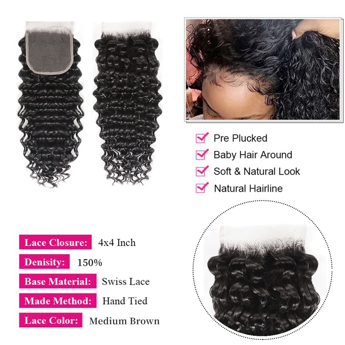 حزم شعر برازيلي طبيعي اللون بط - مراجعة Deep Wave 3 Bundles With Closure وسعره