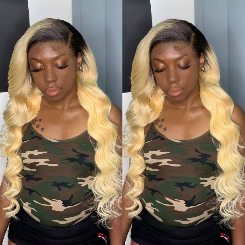 باروكة شعر بشري أومبري أشقر 1B - مراجعة 613 Blonde Body Wave Lace Front Wig وسعره