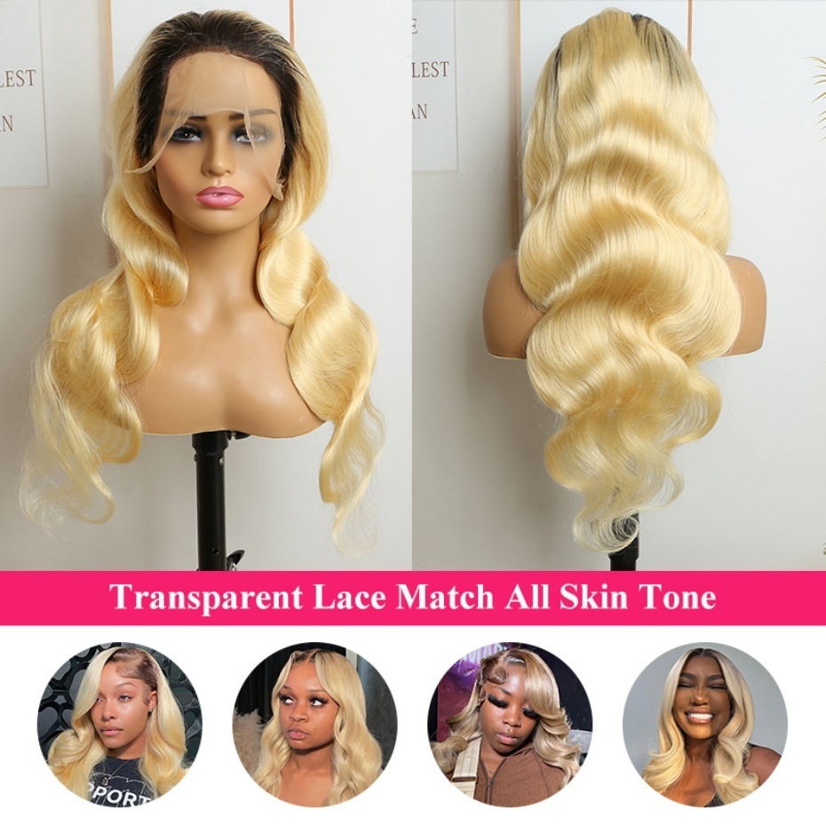 باروكة شعر بشري أومبري أشقر 1B - مراجعة 613 Blonde Body Wave Lace Front Wig وسعره