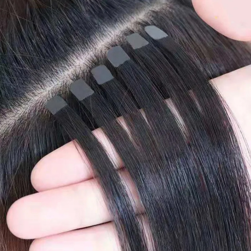 شريط صغير وصلات شعر شريط طبيعي - مراجعة Invisible Tape In Extensions Real Hair وسعره
