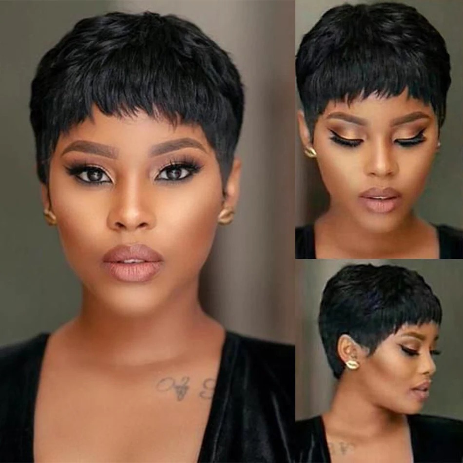 شعر مستعار قصير مستقيم بوب عاب - مراجعة Short Pixie Cut Wig Human Hair Cheap وسعره