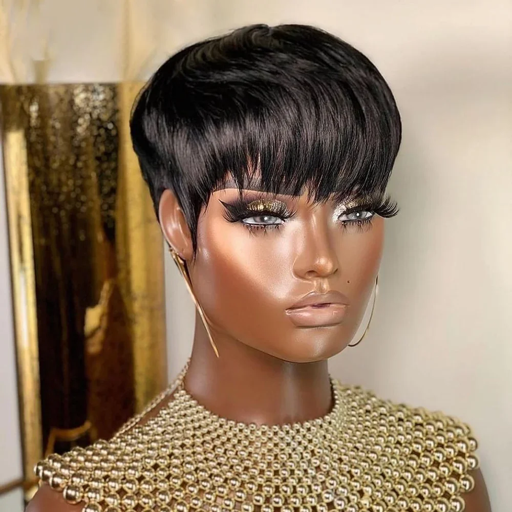 شعر مستعار قصير مستقيم بوب عاب - مراجعة Short Pixie Cut Wig Human Hair Cheap وسعره