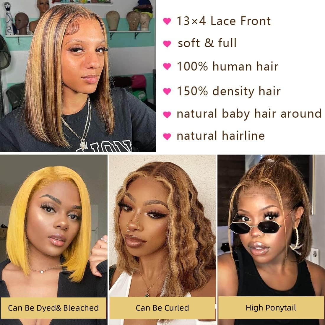 باروكة بوب من الشعر الطبيعي 13 - مراجعة Pre Parted 13X4 Lace Front Bob Wig وسعره