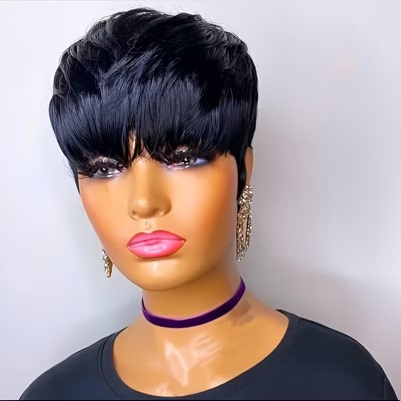 باروكات شعر طبيعي قصيرة بقصة ب - مراجعة Short Pixie Cut Wig Human Hair Cheap وسعره
