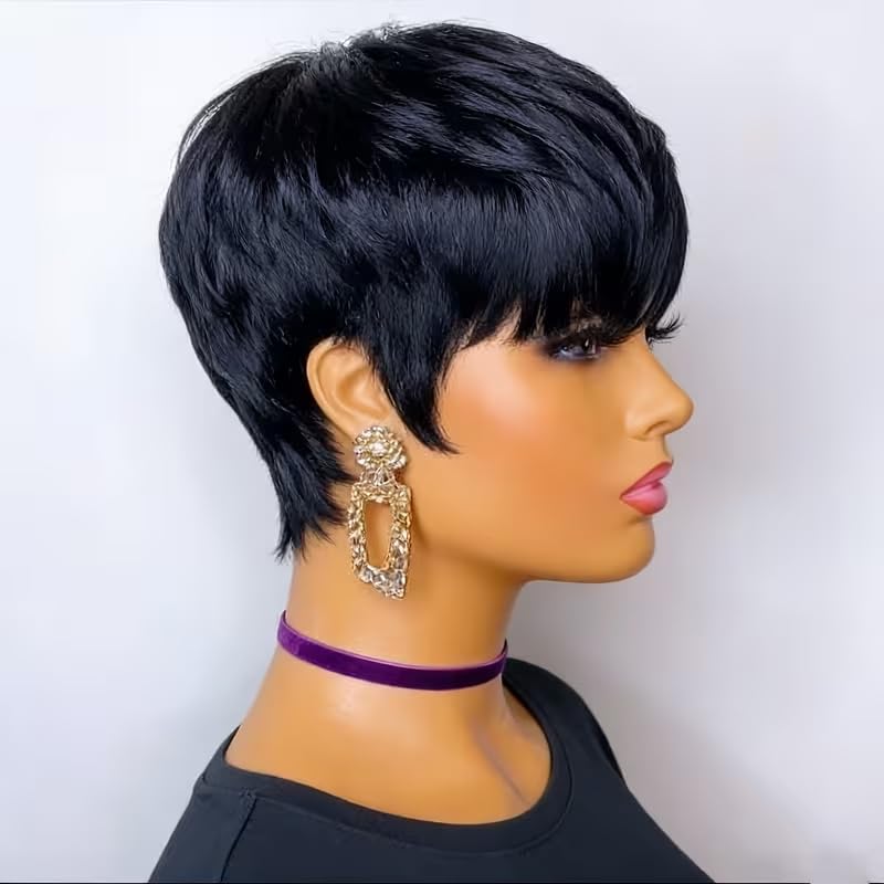 باروكات شعر طبيعي قصيرة بقصة ب - مراجعة Short Pixie Cut Wig Human Hair Cheap وسعره