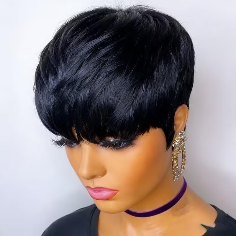 باروكات شعر طبيعي قصيرة بقصة ب - مراجعة Short Pixie Cut Wig Human Hair Cheap وسعره