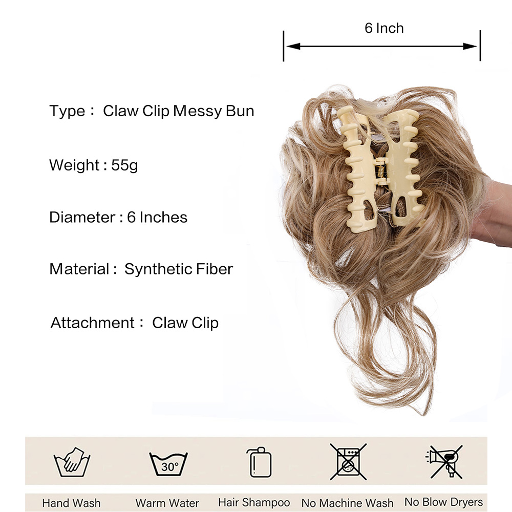 قطعة شعر صناعية فوضوية على شكل - مراجعة Claw Clip Messy Bun Hair Piece وسعره