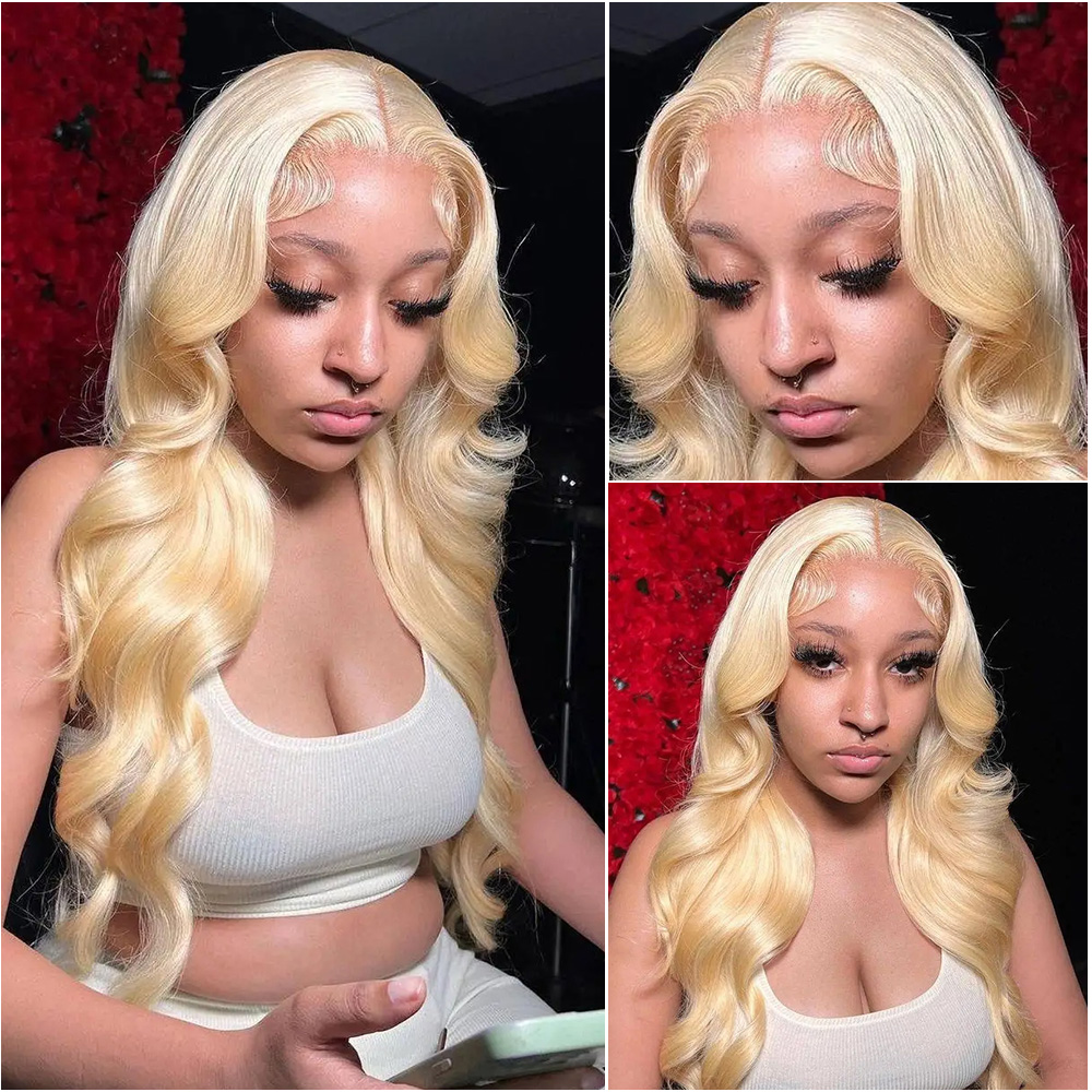 باروكة شعر بشري برازيلي بواجهة - مراجعة 613 Blonde Body Wave Lace Front Wig وسعره