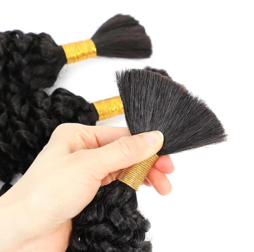 شعر بشري سائب غير مُصفف بتموجا - مراجعة Water Wave Bulk Human Hair For Braiding وسعره