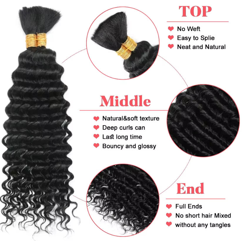 شعر بشري سائب غير مُصفف بتموجا - مراجعة Water Wave Bulk Human Hair For Braiding وسعره