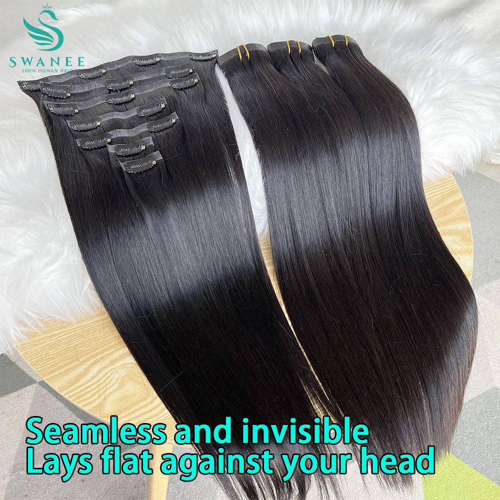 وصلات شعر بشري طبيعي 100% بدون - مراجعة Seamless Clip In Hair Extensions Human Hair وسعره