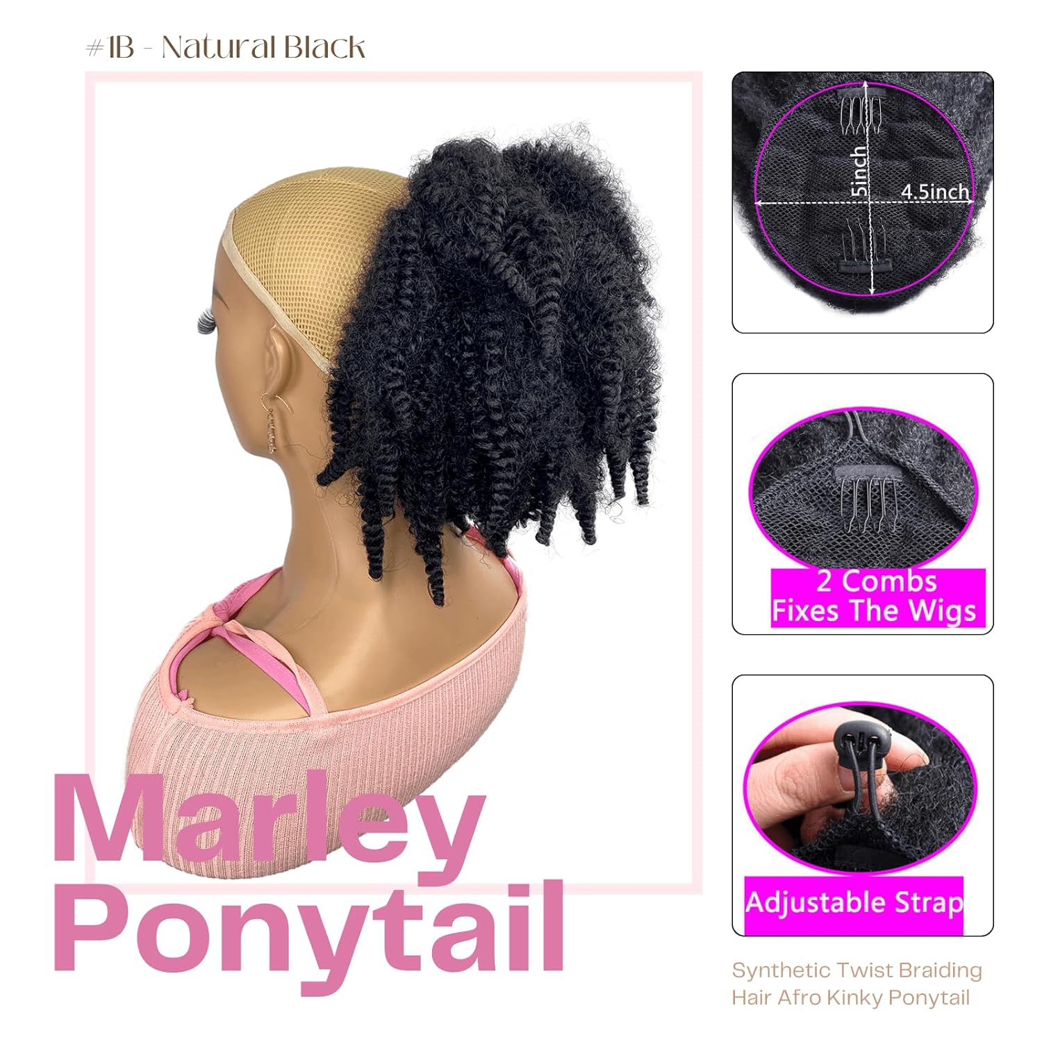 شعر مارلي قصير 12 بوصة، ذيل حص - مراجعة Drawstring Afro Curly Puff Ponytail وسعره