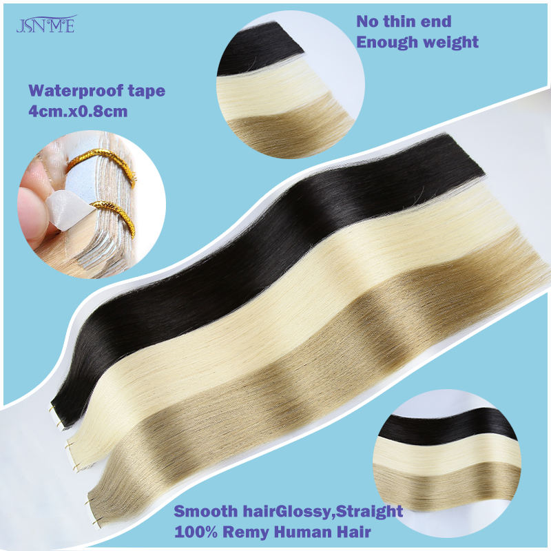 وصلات شعر JSNME بشرية 100%، شع - مراجعة Invisible Tape In Extensions Real Hair وسعره