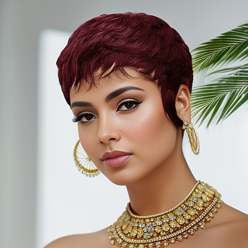 شعر مستعار أحمر قصير من الشعر  - مراجعة Short Pixie Cut Wig Human Hair Cheap وسعره