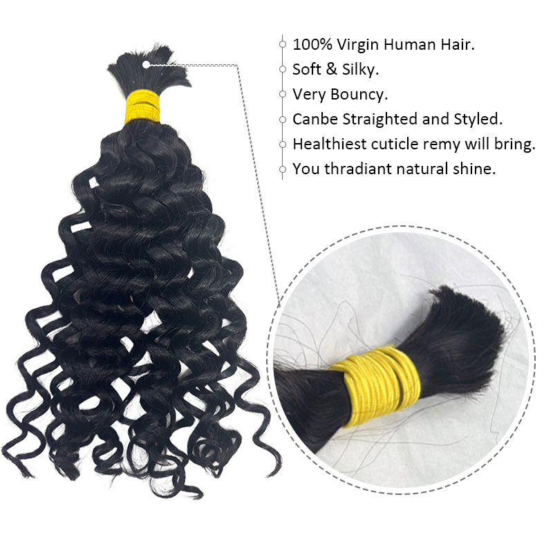 شعر بشري مموج للضفائر بدون خصل - مراجعة Water Wave Bulk Human Hair For Braiding وسعره