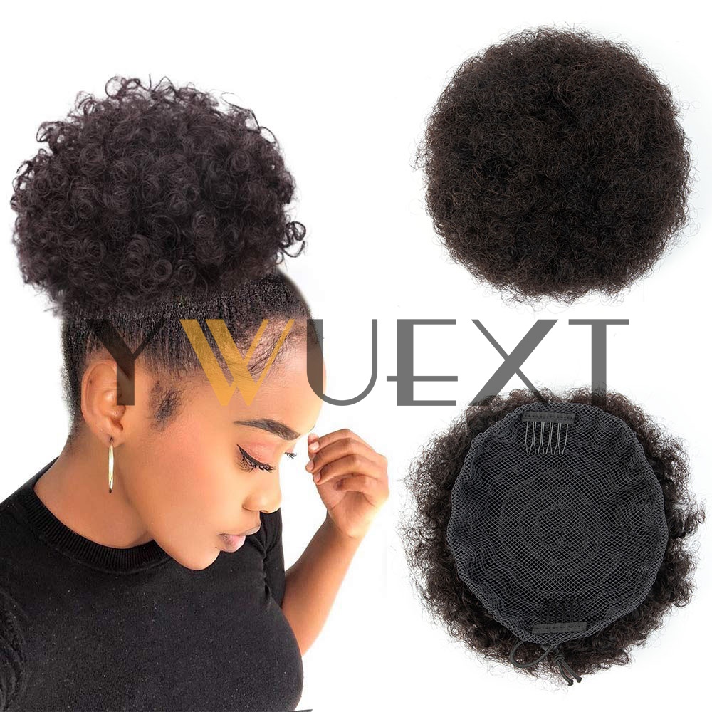 وصلات شعر ذيل حصان أفرو بف بطو - مراجعة Drawstring Afro Curly Puff Ponytail وسعره