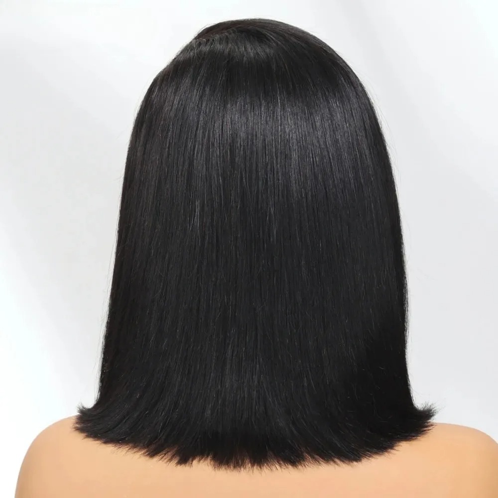 شعر مستعار قصير أسود بوب مستقي - مراجعة Pre Parted 13X4 Lace Front Bob Wig وسعره