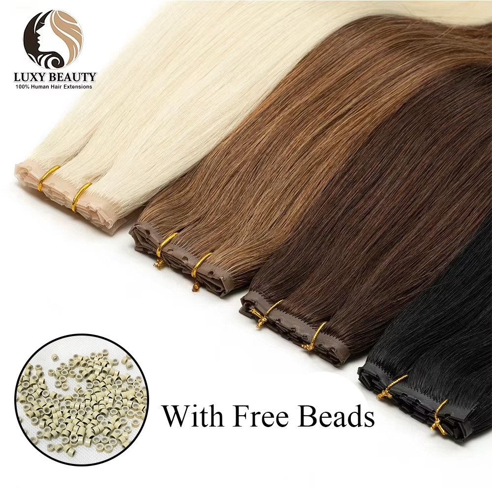 شقراء حقن ثقب لحمة شعر مستعار  - مراجعة Invisible Tape In Extensions Real Hair وسعره