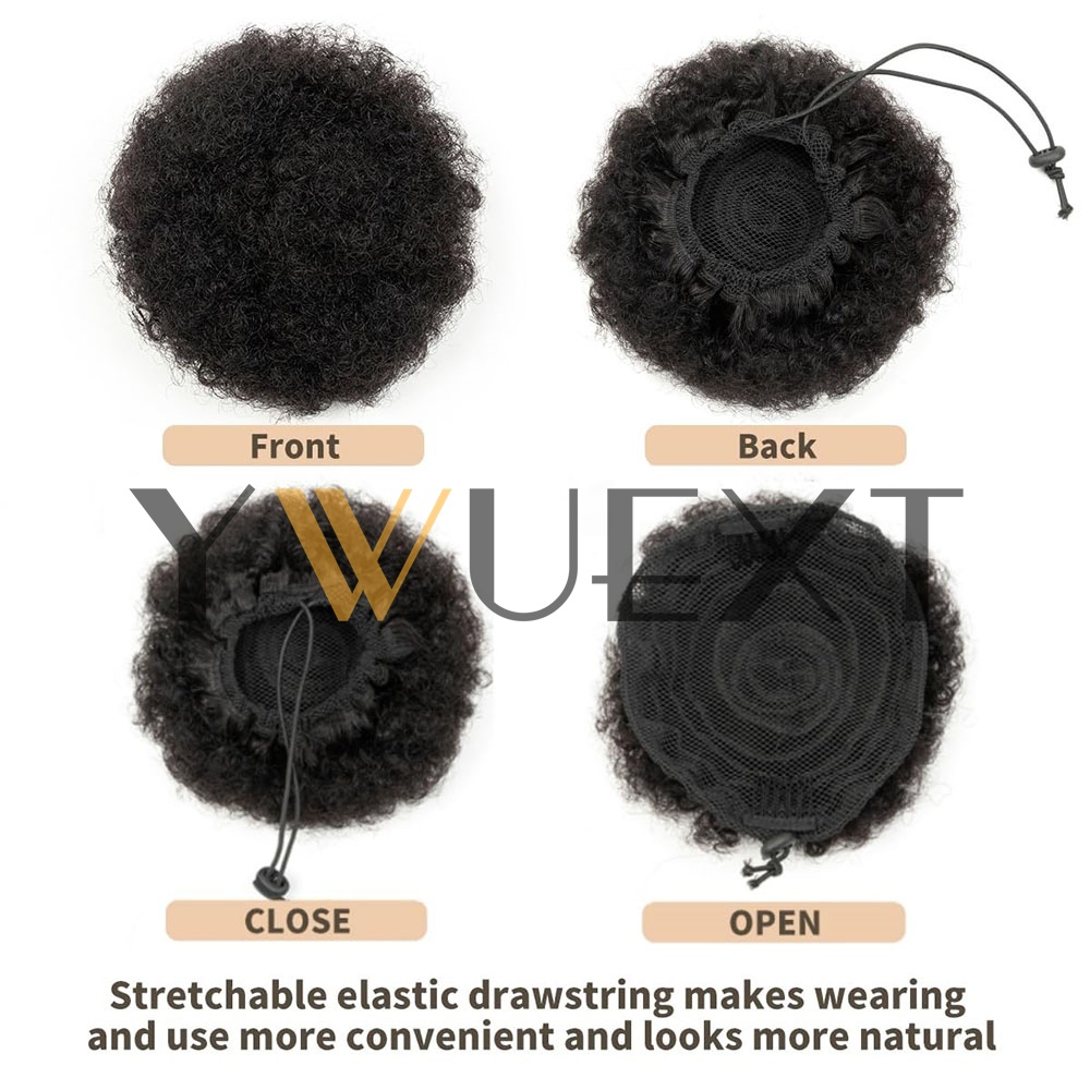 وصلة شعر ذيل حصان أفرو باف برب - مراجعة Drawstring Afro Curly Puff Ponytail وسعره