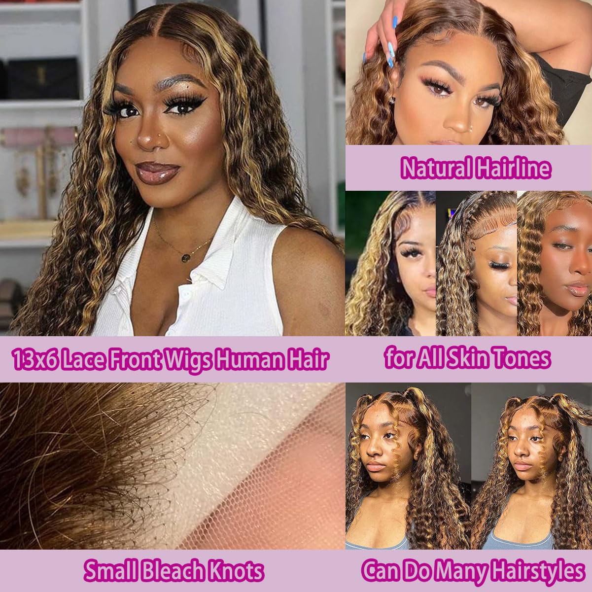 36 بوصة موجة عميقة P4/27 تسليط - مراجعة Lace Front Wigs وسعره