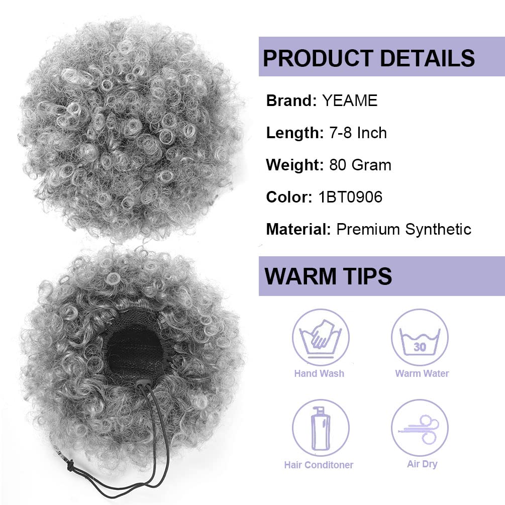وصلات شعر صناعية قصيرة مجعدة ك - مراجعة Drawstring Afro Curly Puff Ponytail وسعره