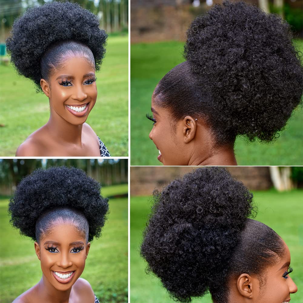 كبير الأفرو نفخة ذيل حصان ملحق - مراجعة Drawstring Afro Curly Puff Ponytail وسعره